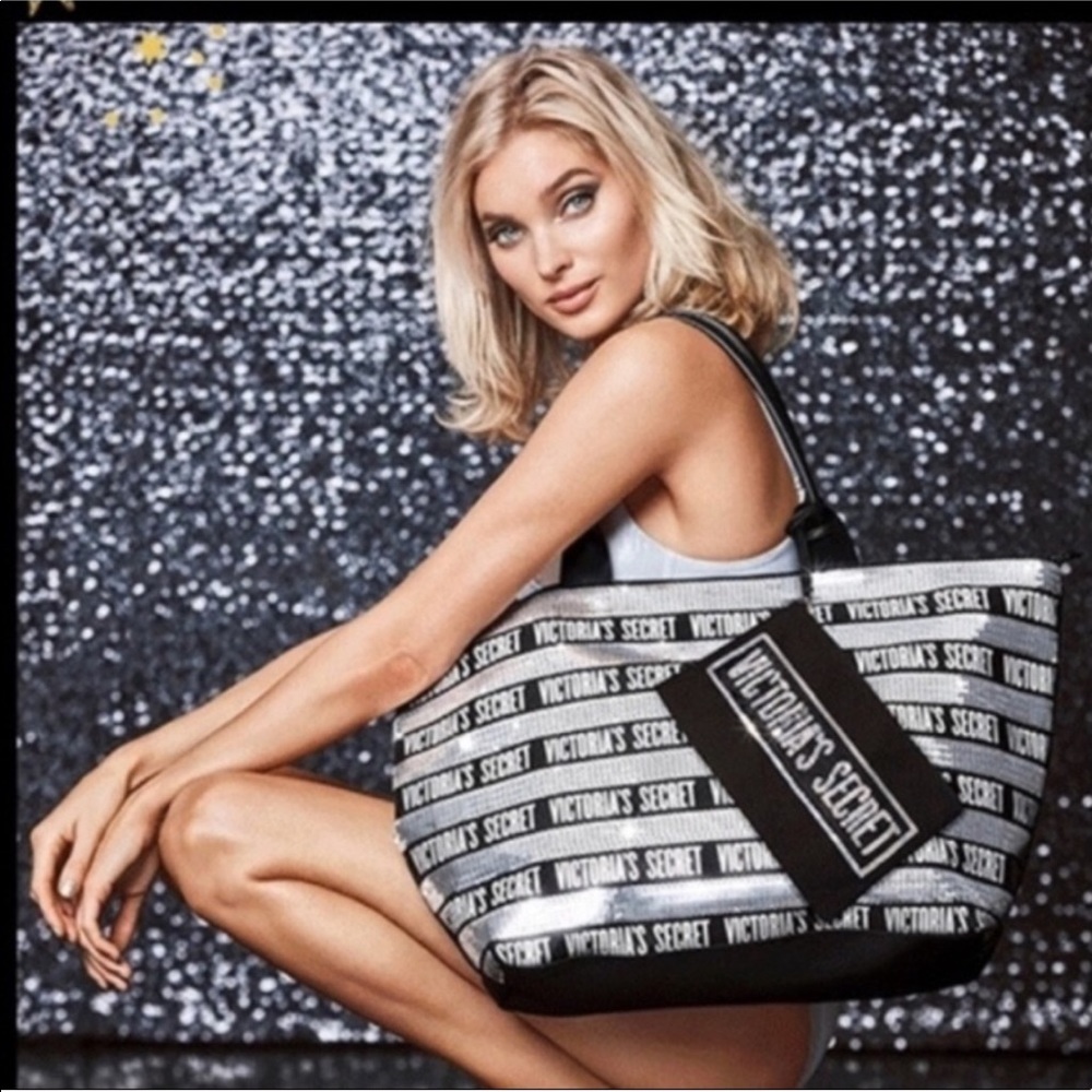 Victoria’s Secret Black Silver Sequin Tote New!